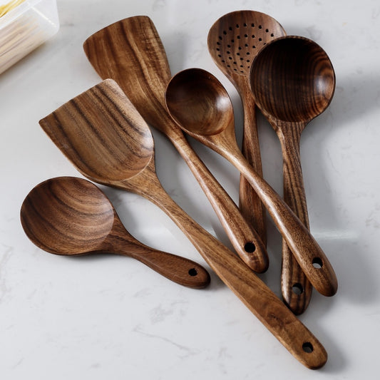 7pcs/set Natural Wood cookware