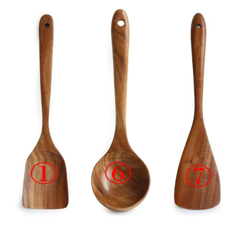 7pcs/set Natural Wood cookware