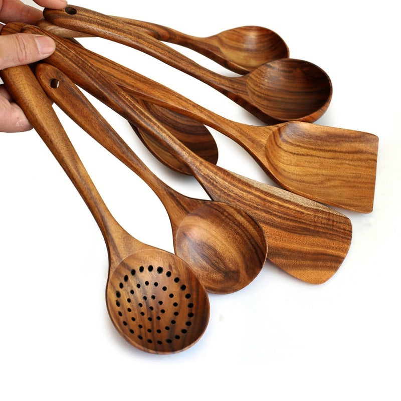 7pcs/set Natural Wood cookware