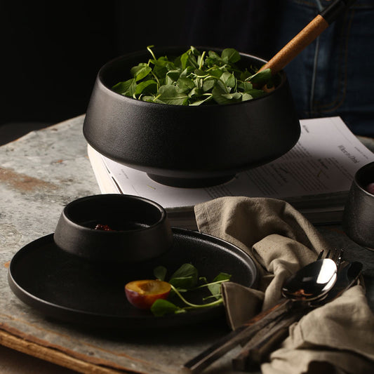 Ceramic Black Matte Serving Bowl