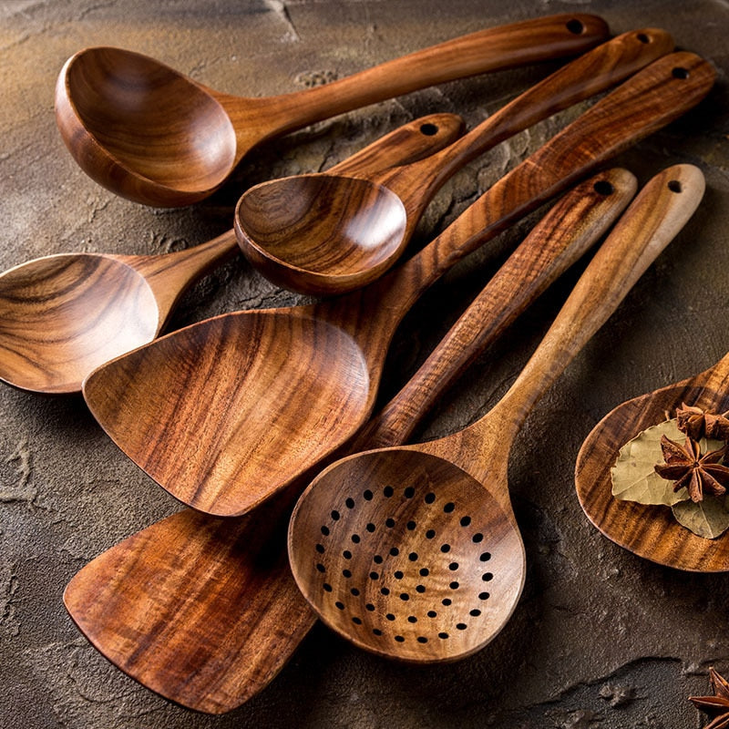 7pcs/set Natural Wood cookware